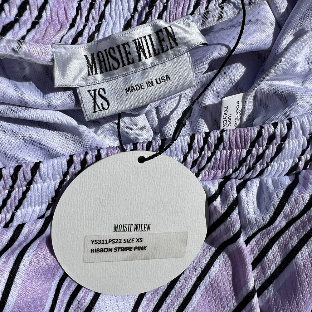 Maisie Wilen Contender Striped Jersey Flared Pants Lilac Size XS fits Small NWT - Picture 4 of 7